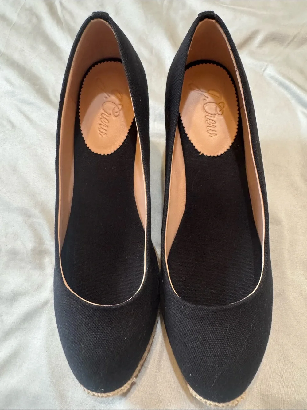NWOT J. Crew Seville Black Canvas Espadrille Wedges Size 9